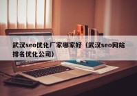 武汉seo优化厂家哪家好（武汉seo网站排名优化公司）