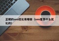 正规的seo优化有哪些（seo是靠什么优化的）