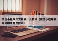 微信小程序开发用到什么技术（微信小程序会用到哪些开发技术）